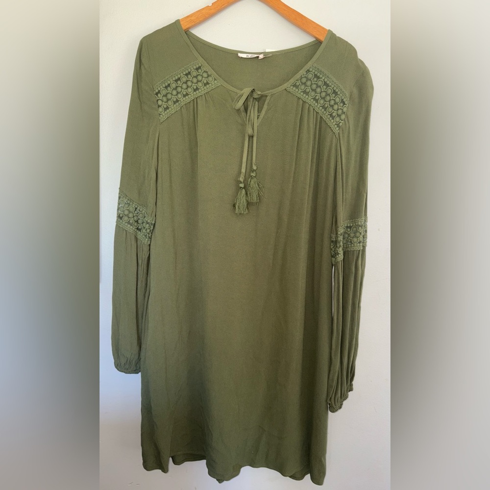 Olive Green Boho Tassel Tunic Dress from Francesca’s